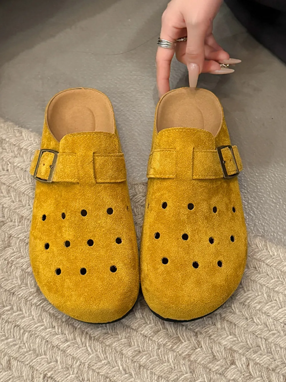 Hollow Out Buckle Strap Slip-Ons, image 6