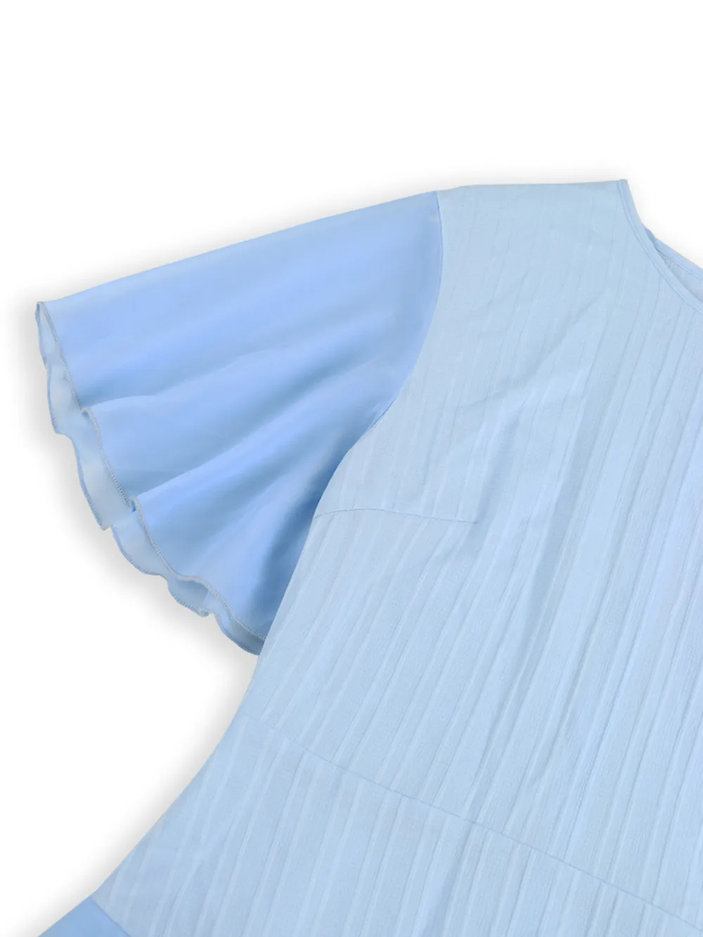 Ruffled Round Neck Flutter Sleeve Dress, image 8