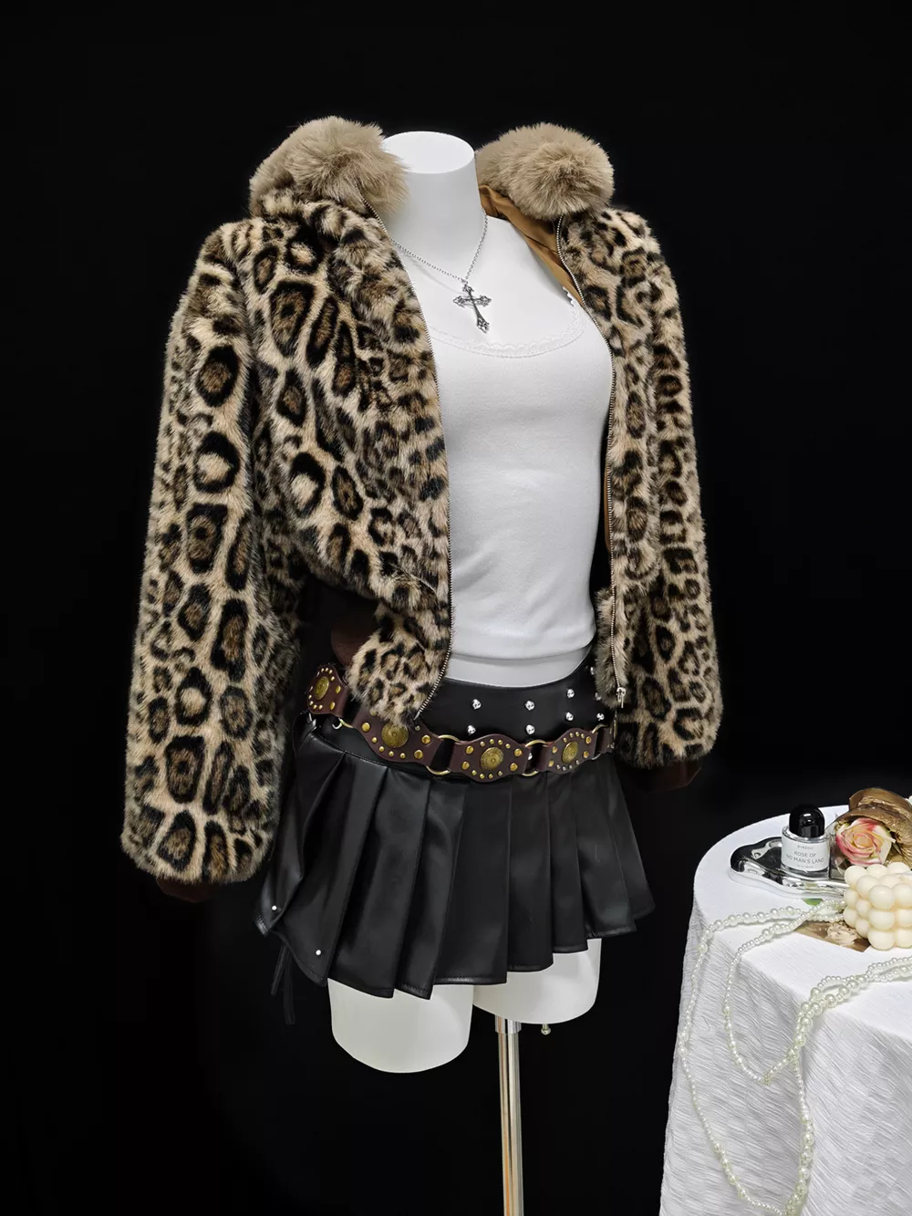 Leopard Faux Fur Hooded Outerwear, image 3