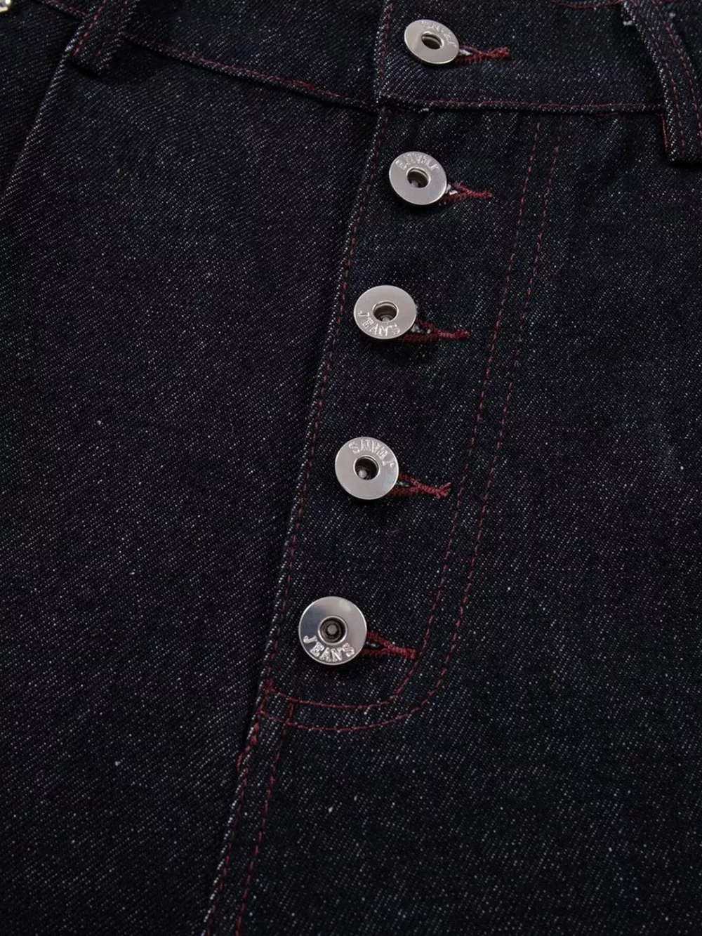 Men's Contrast Faux Leather Paneling Button Fly Jeans, image 7