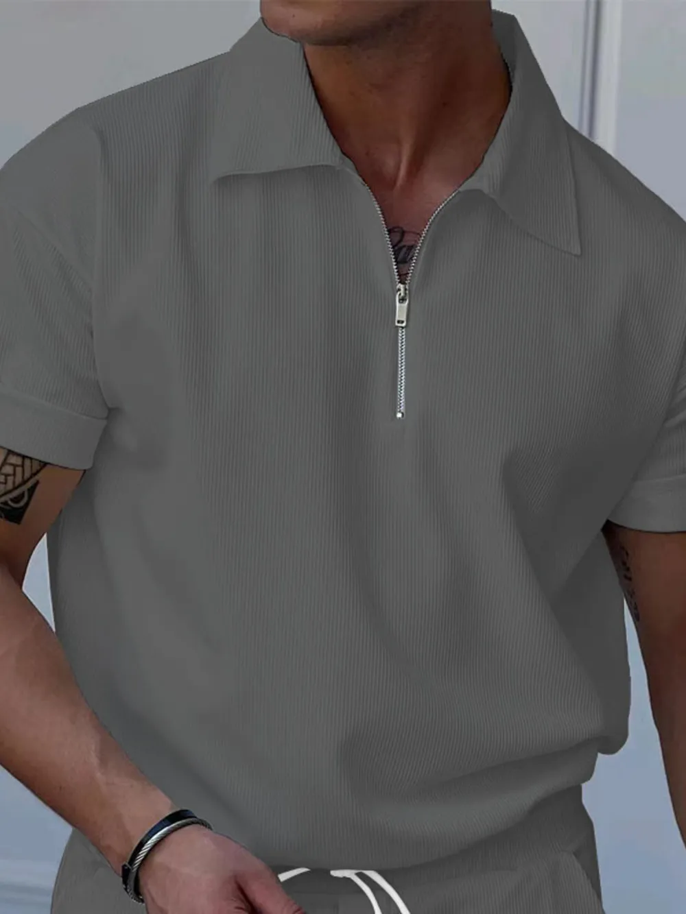 Men's Full Size Quarter Zip Short Sleeve Polo Plus Size, image 6
