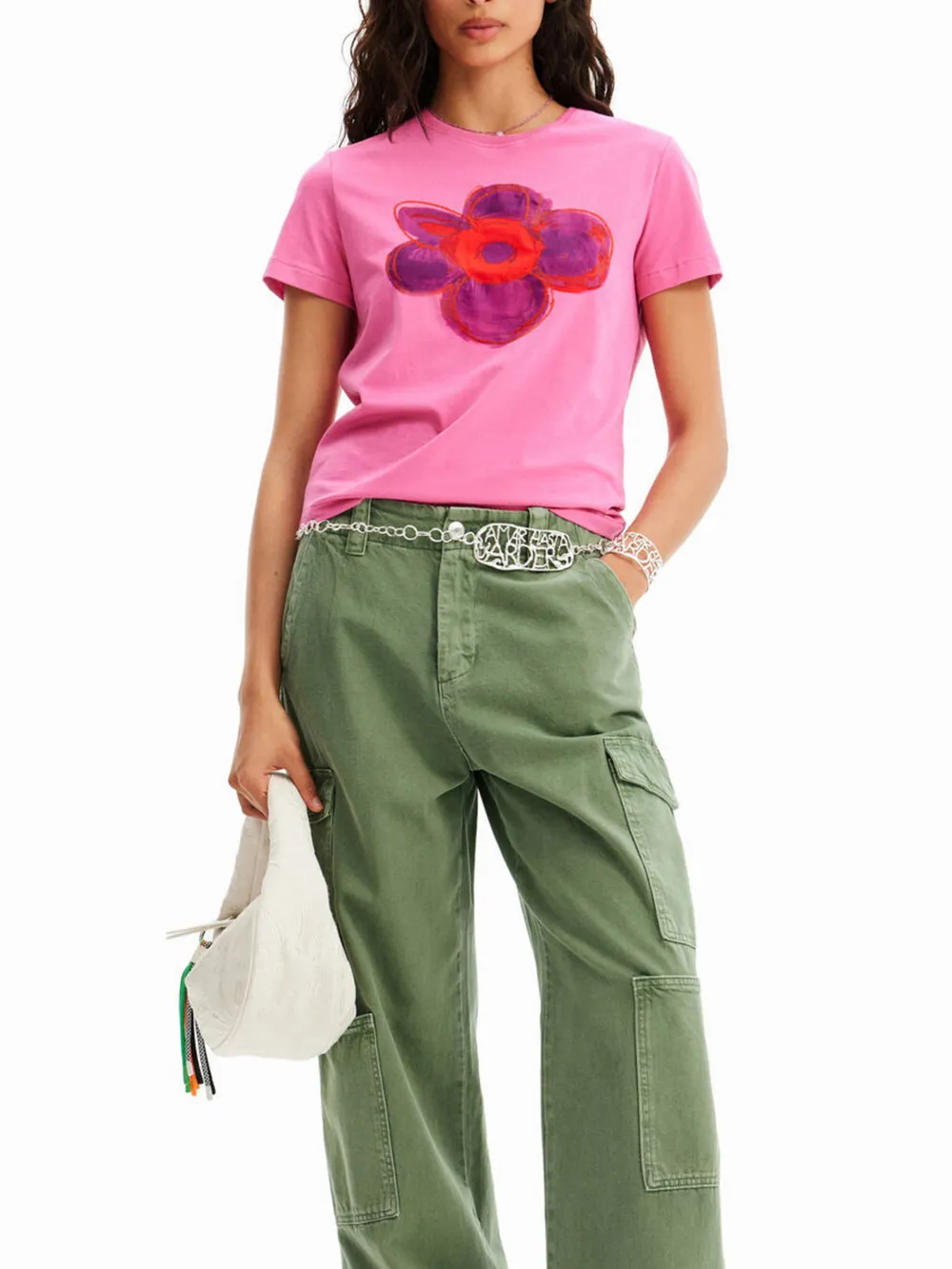 Flower Graphic Round Neck T-Shirt, image 8