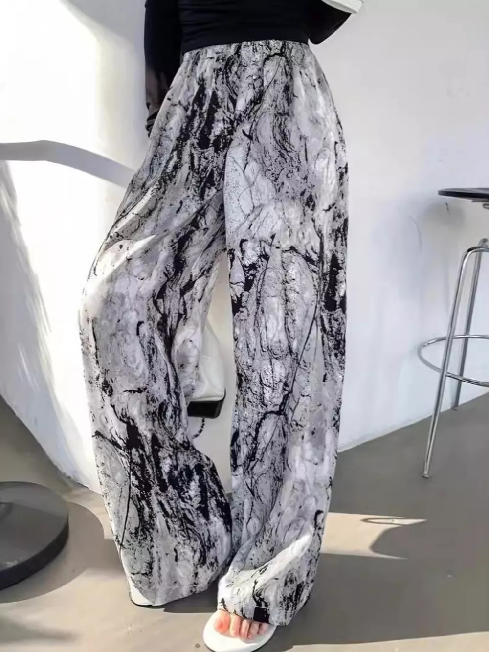 Abstract Print Wide Leg Pants, image 5