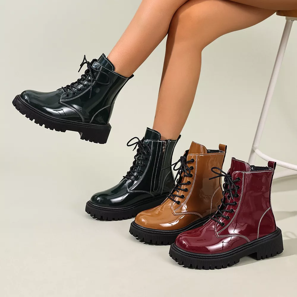 Lace Up Block Heels Boots, image 2