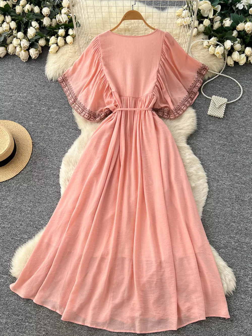 Tie Neck Short Sleeve Dress, image 6