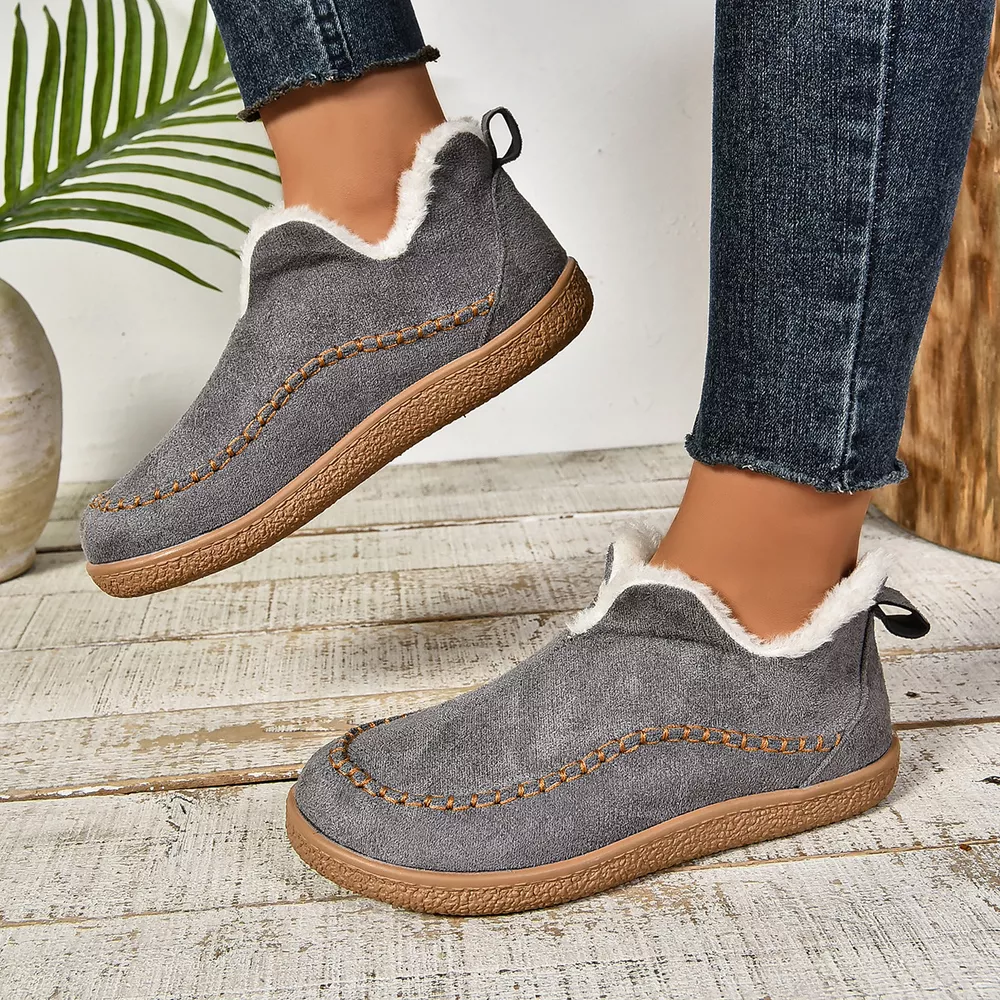 Round Toe Plush Lined Shoes, image 6