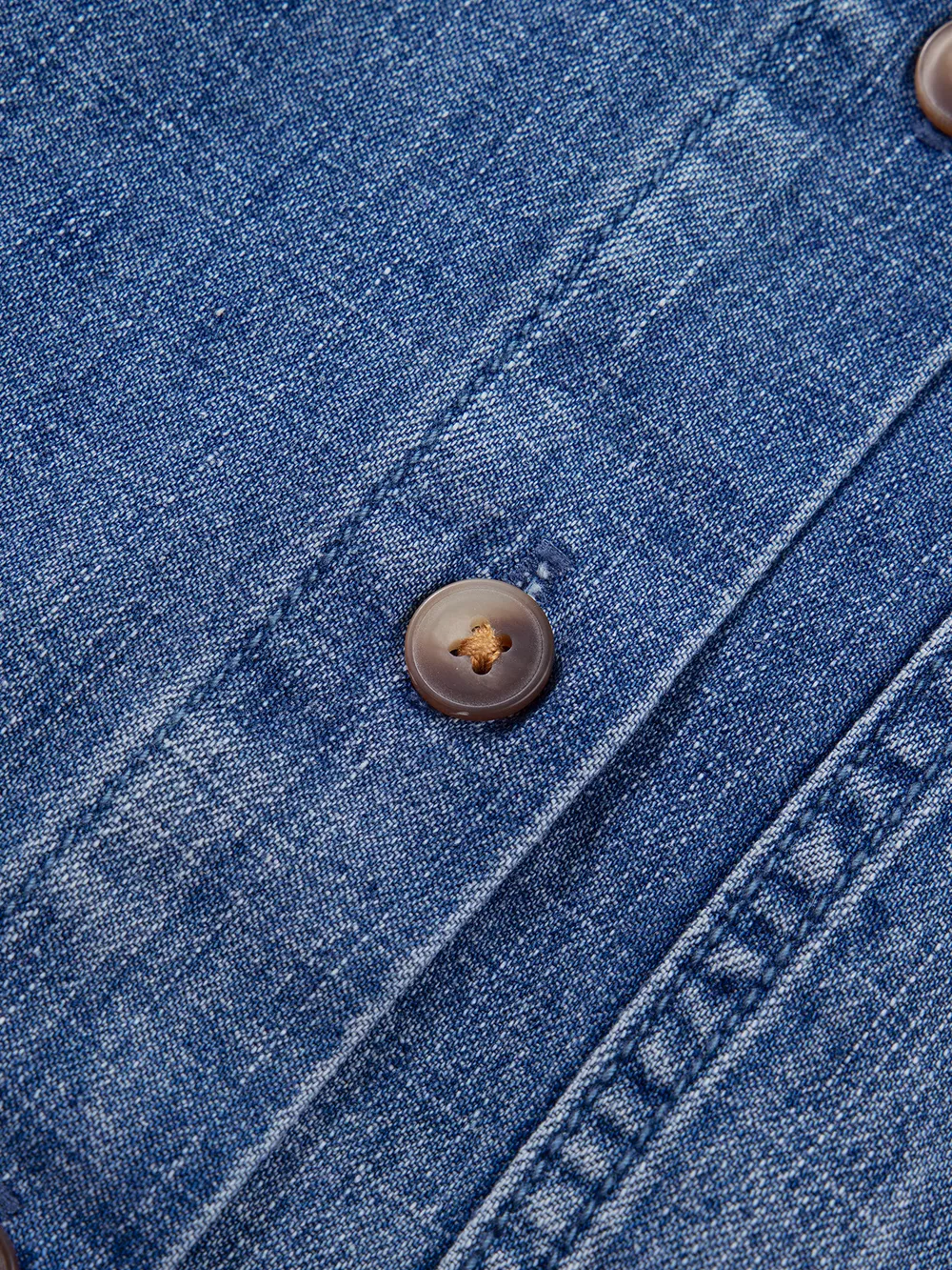 Three Quarter Sleeve Button Front Loose Denim Shirt, image 12