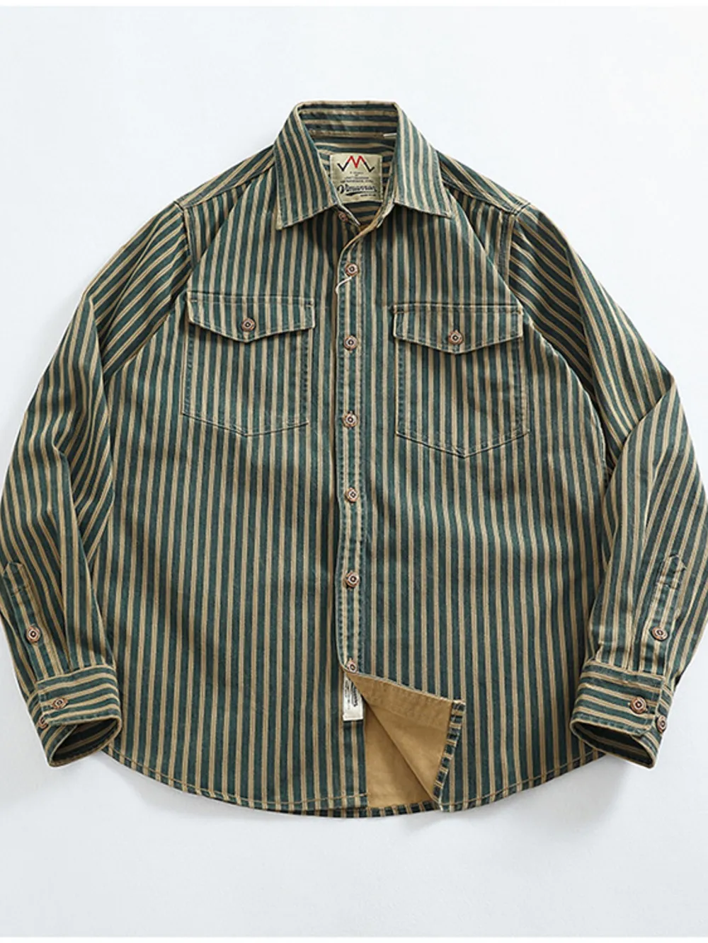 Men's Plus Size Striped Button Up Long Sleeve Shirt, image 2