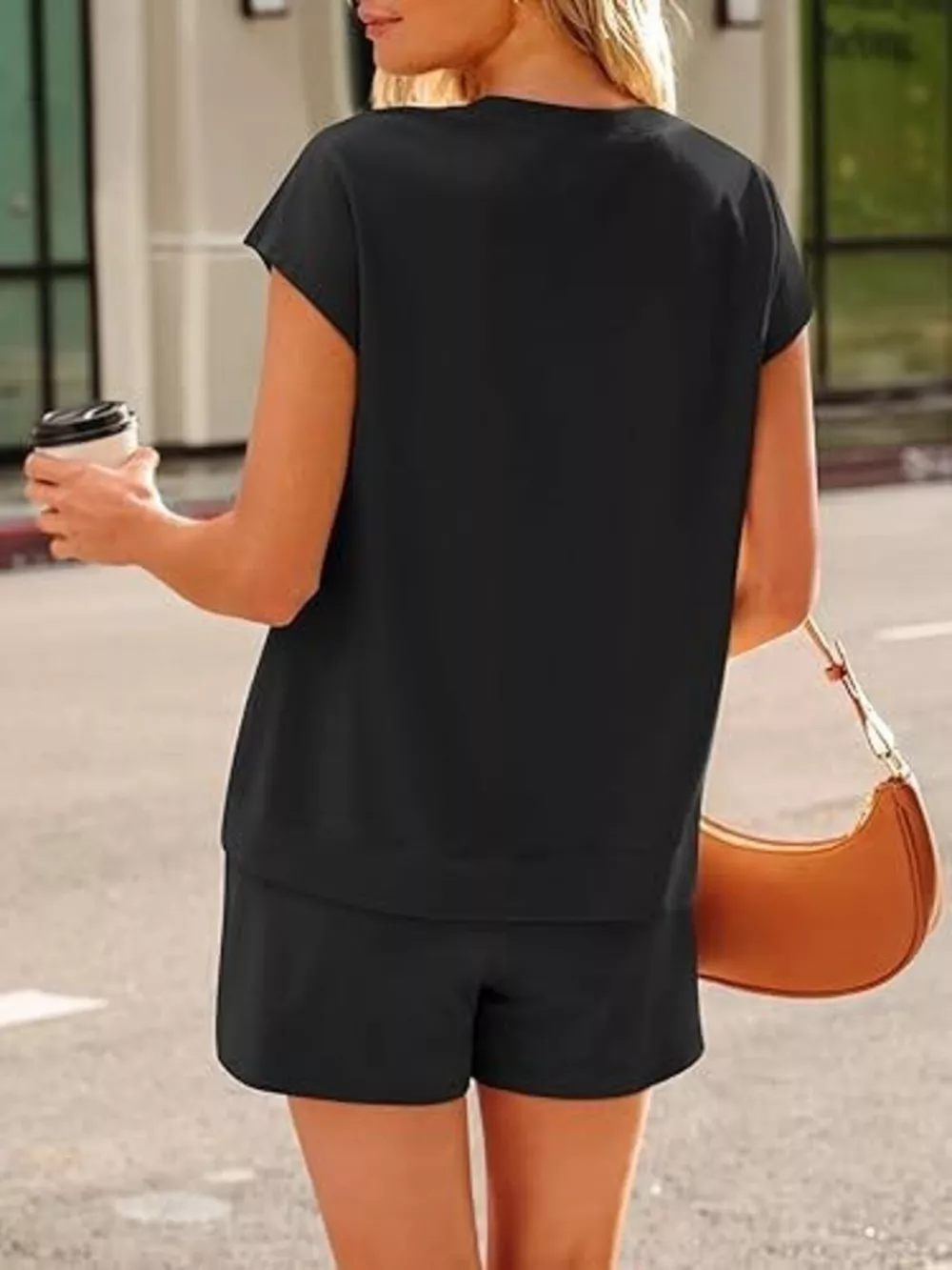 Button Detail Short Sleeve Top and Shorts Set, image 5