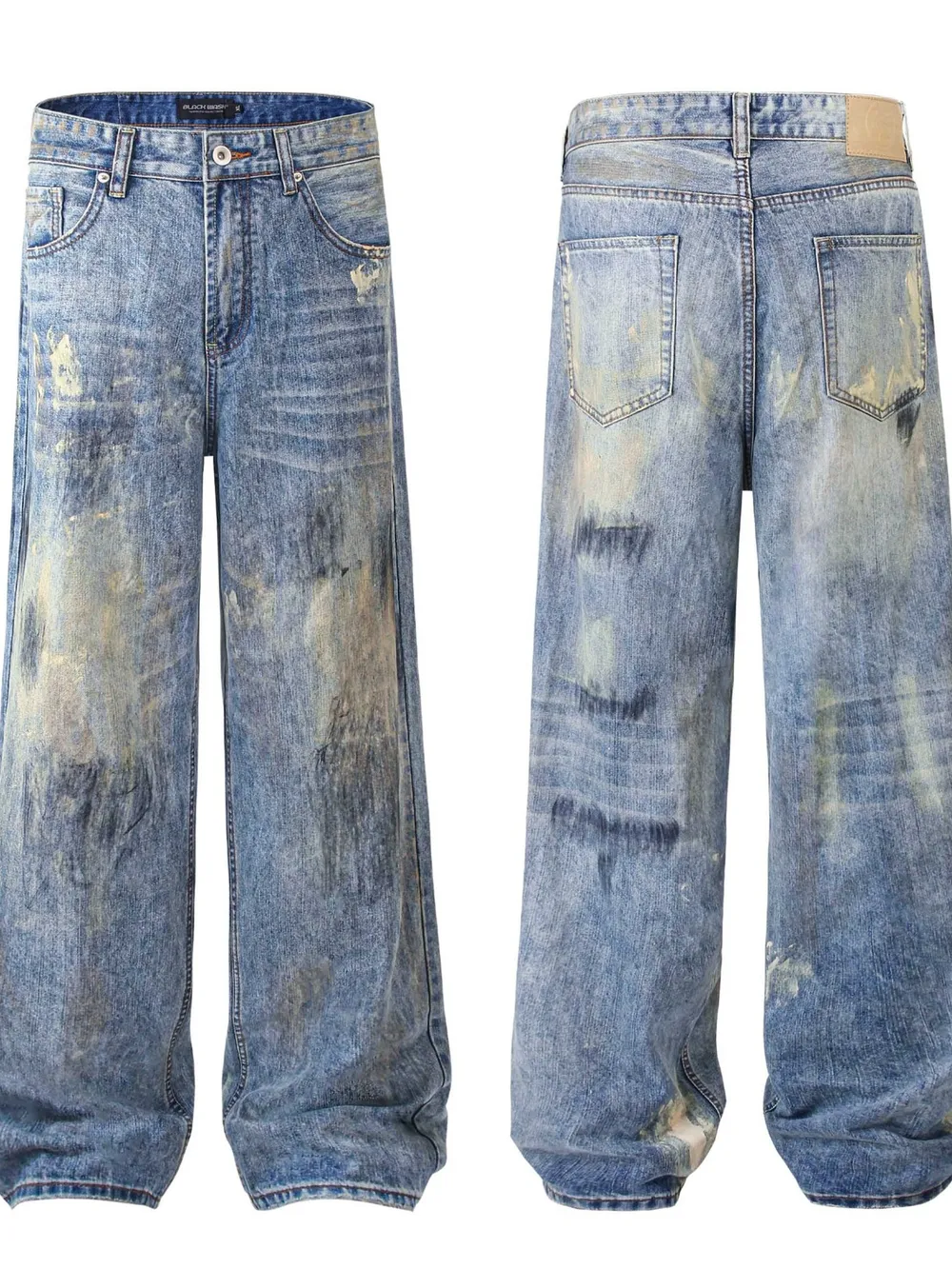 Men's Washed Wide-Leg Baggy Jeans, image 5
