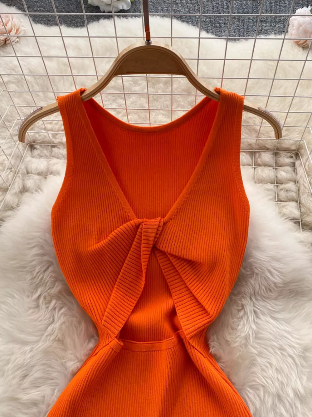 Knot Back Sleeveless Knit Bodycon Midi Dres, image 12