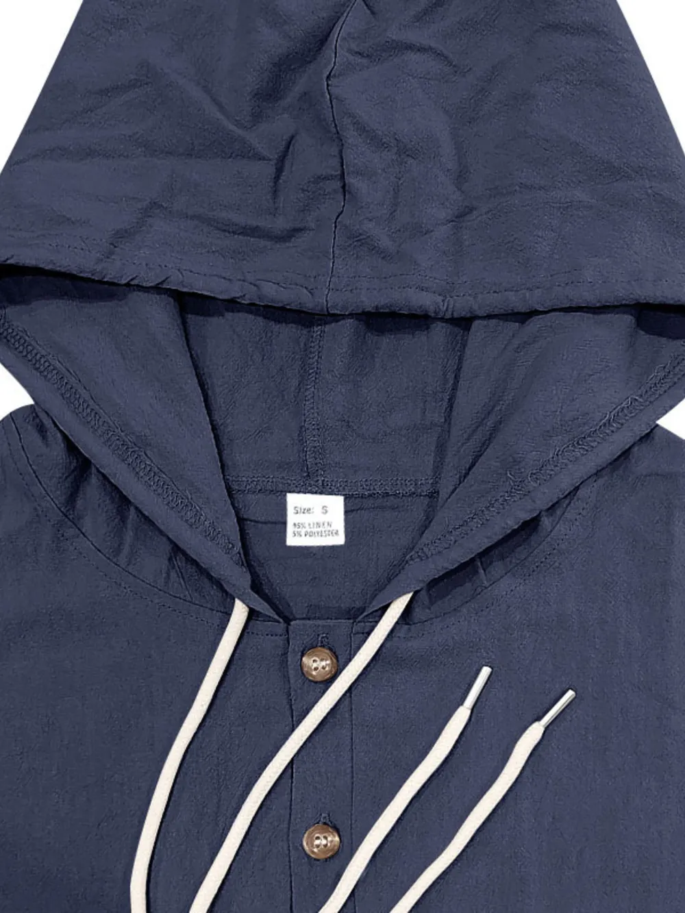 Men's Full Size Drawstring Button Up Hooded Top Plus Size, image 4
