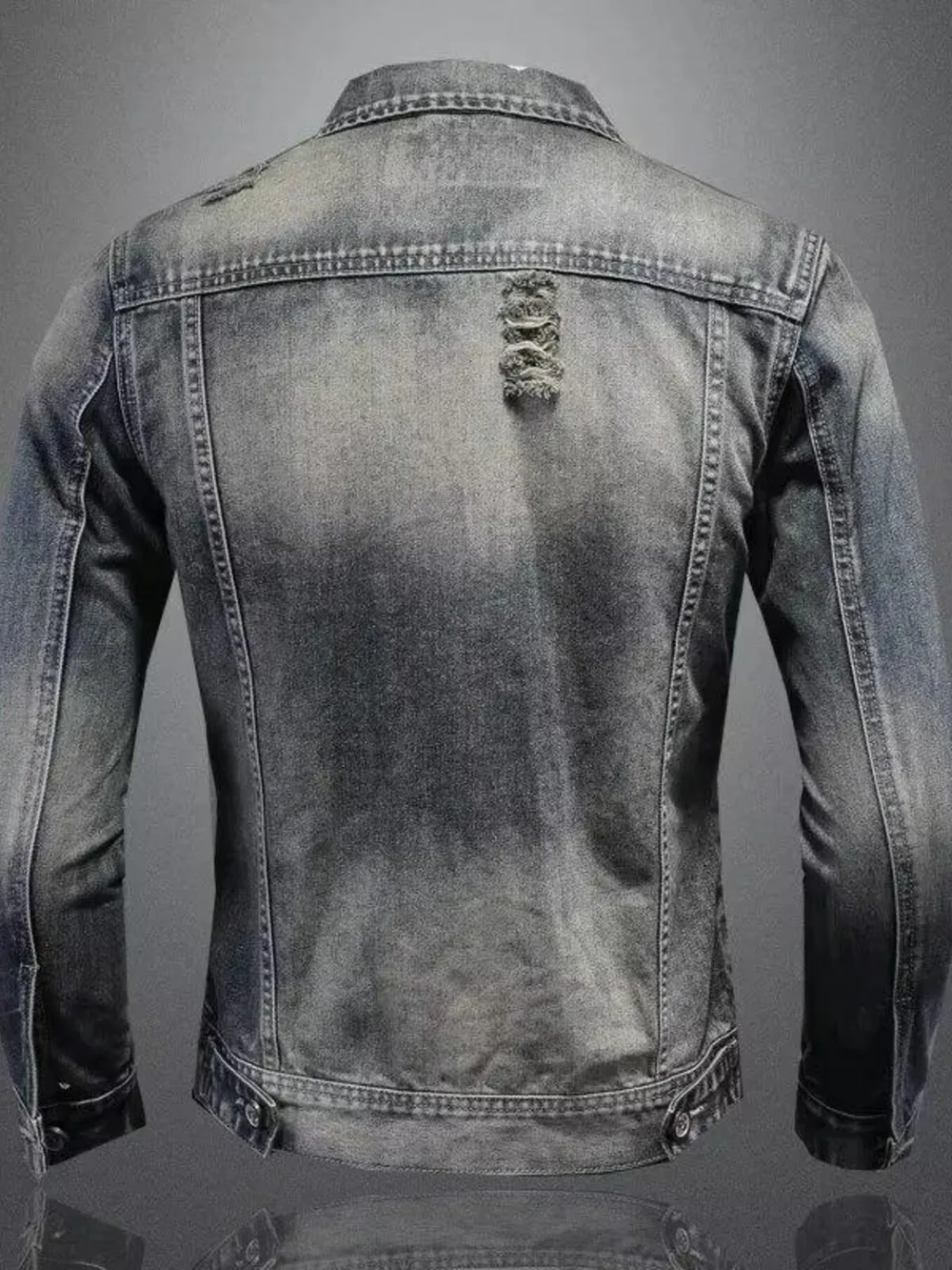 Men's Plus Size Button Up Long Sleeve Denim Jacket, image 2