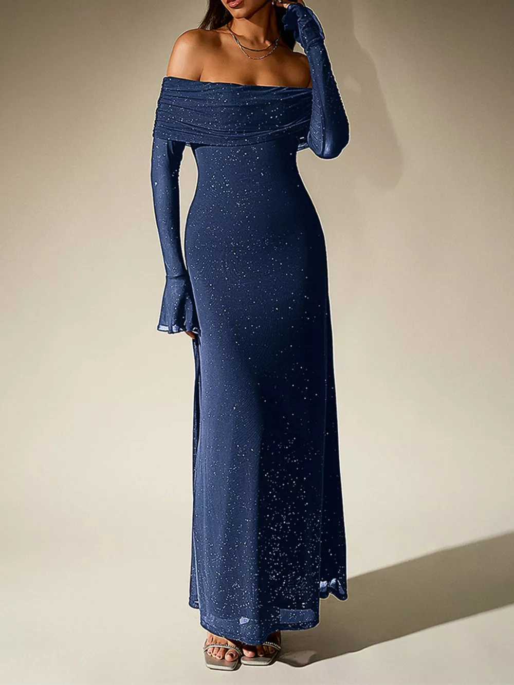 Glitter Off-Shoulder Maxi Dress, image 11