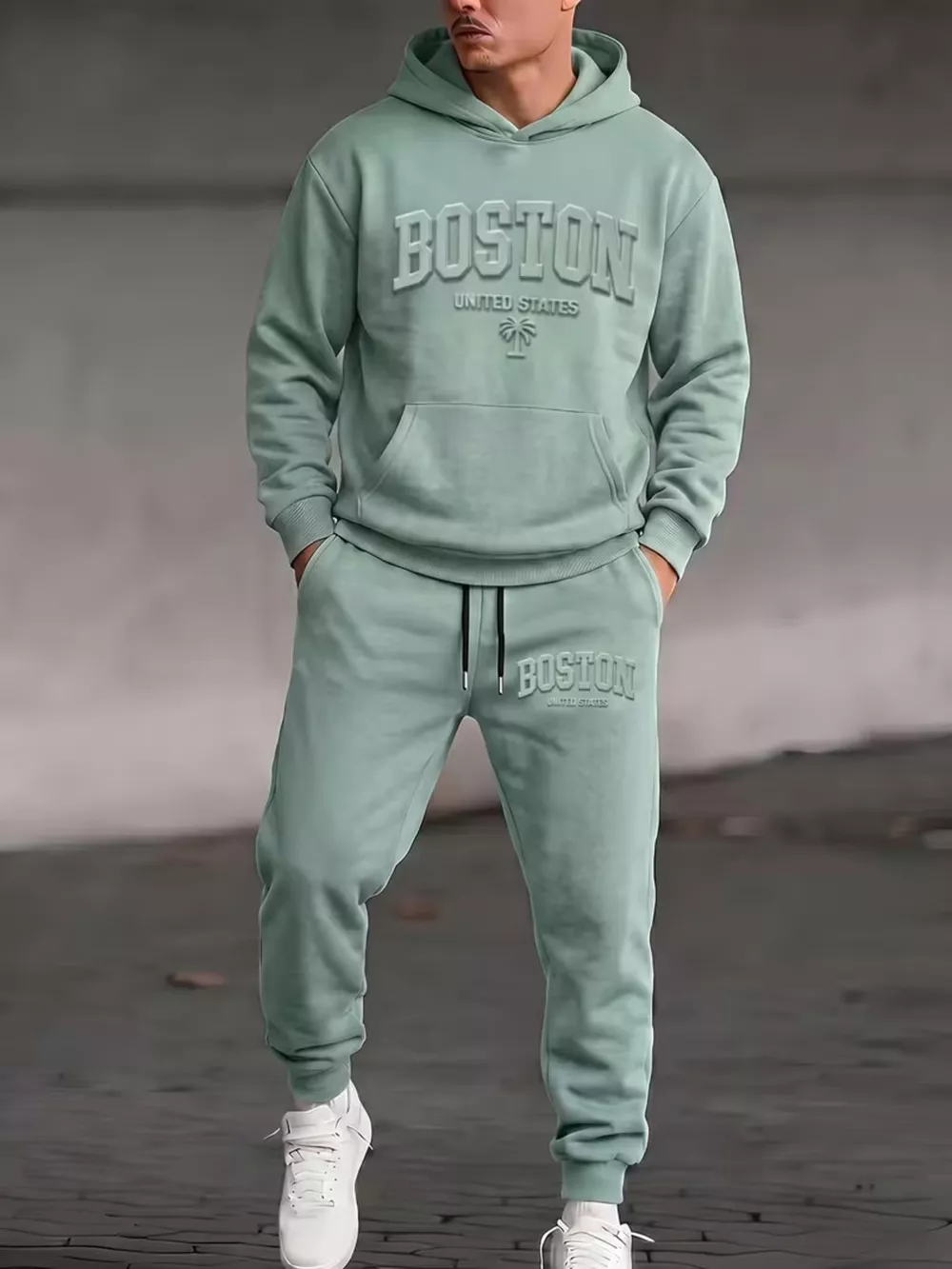 Men's Full Size Kangaroo Pocket Hoodie and Pants Set Plus Size, image 4