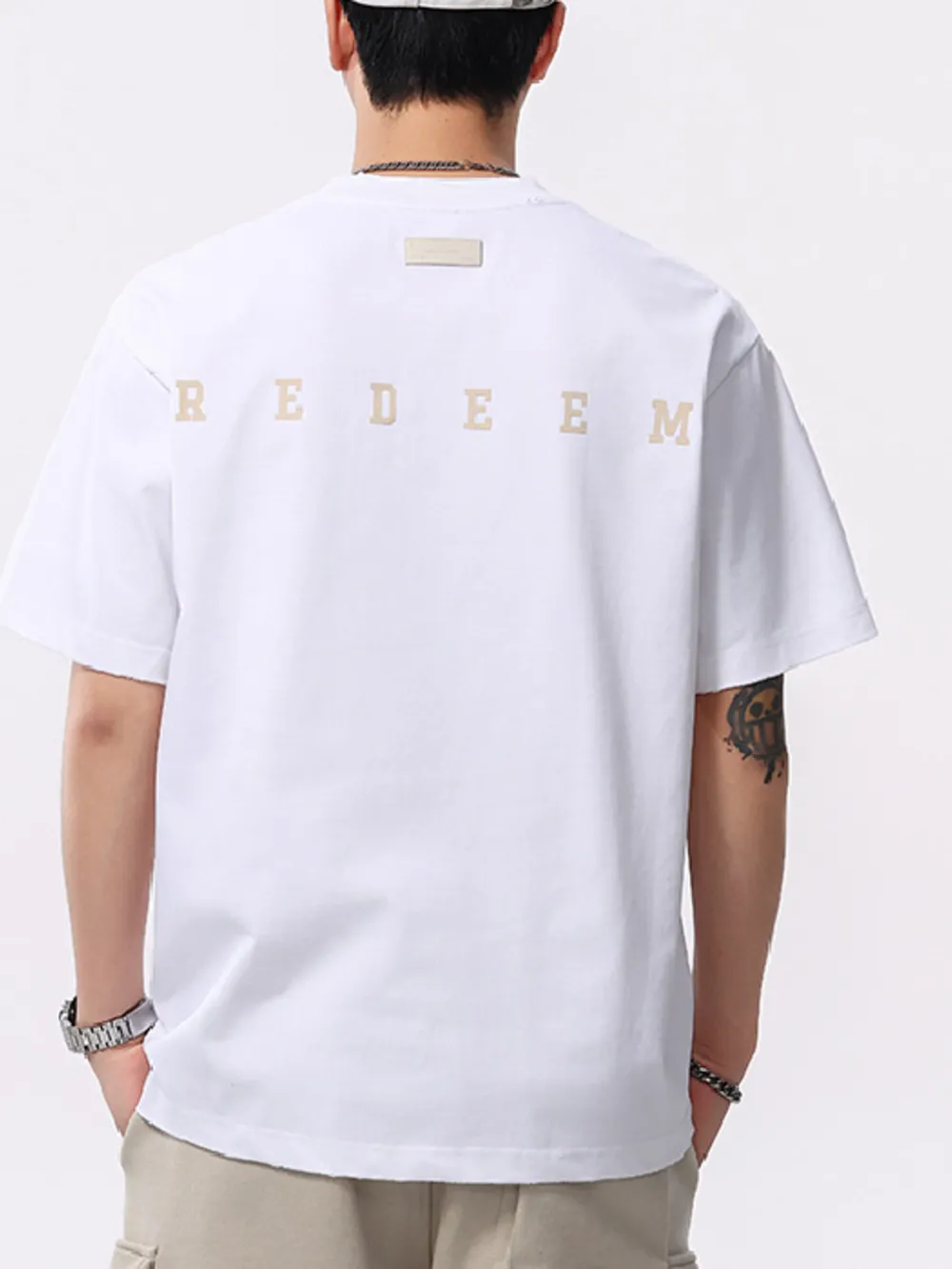 Men's Plus Size Letter Round Neck Short Sleeve T-Shirt, image 3