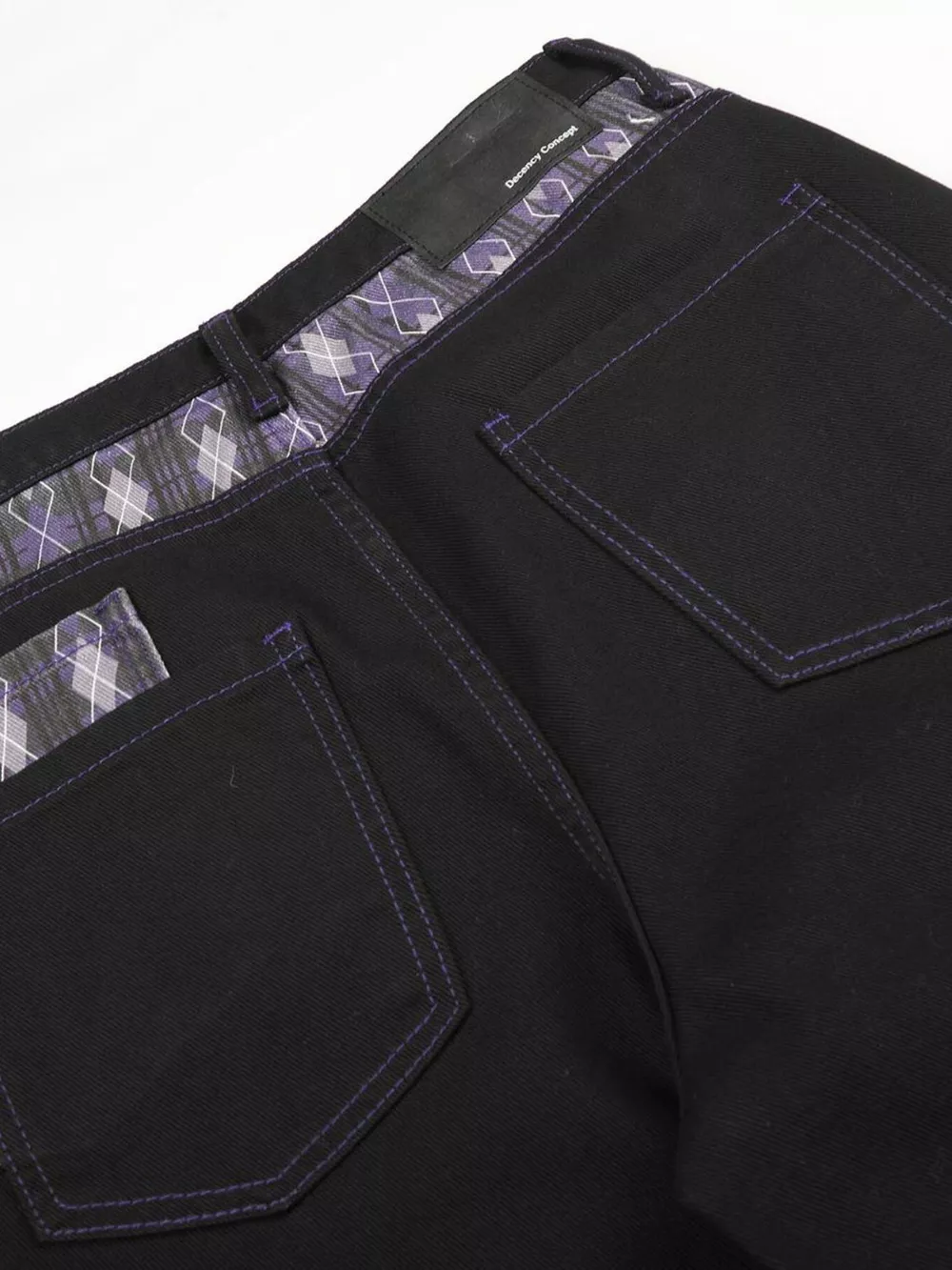 Men's High-Waisted Wide-Leg Jeans with Argyle Pattern Accents, image 12