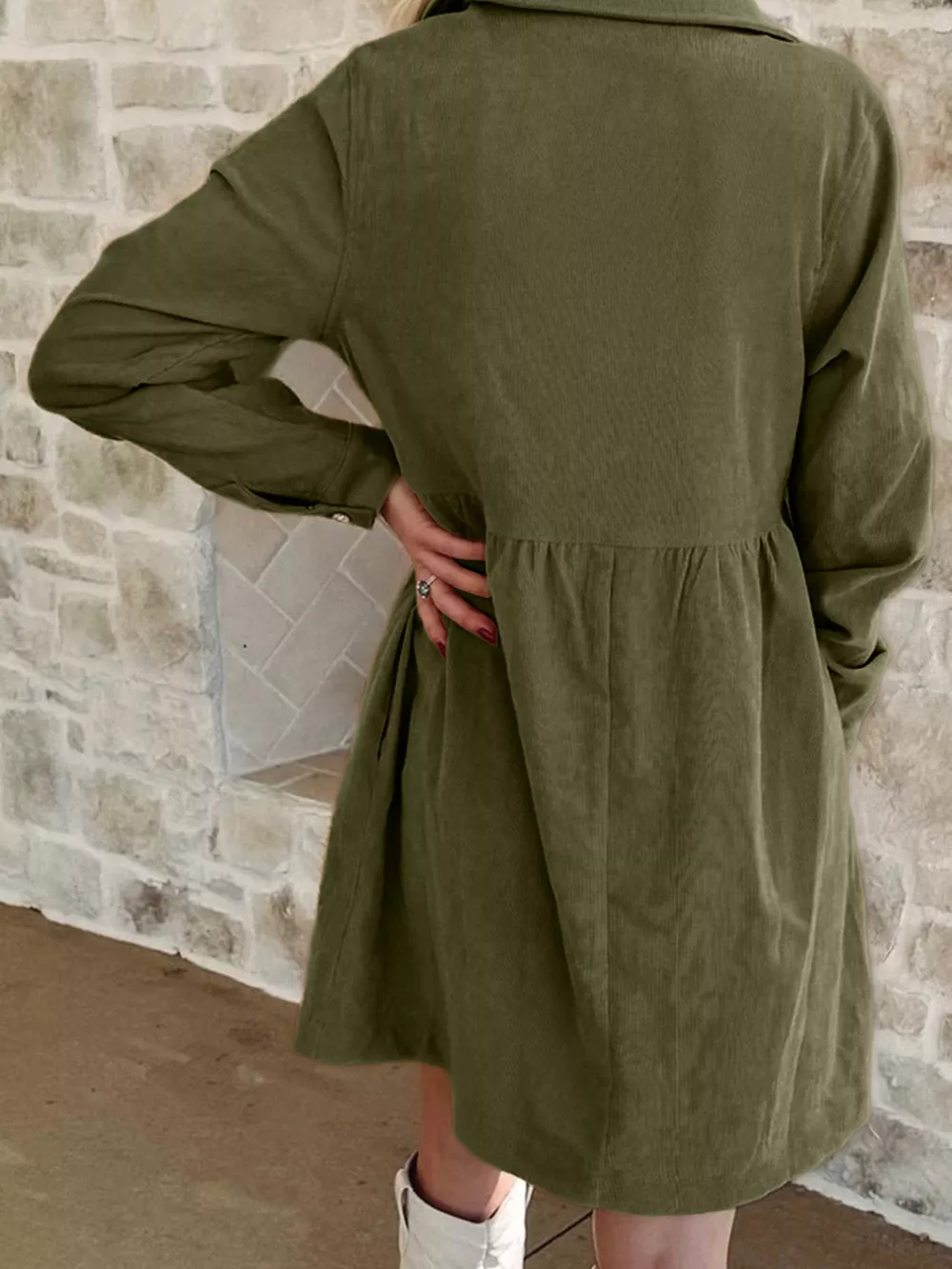 Casual Corduroy Button Detail Mini Dress, image 5