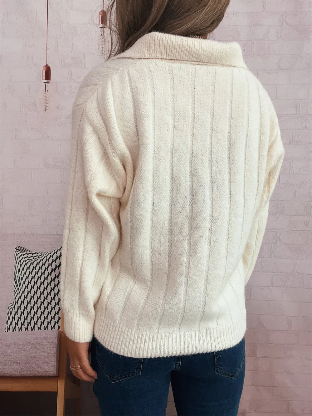 Ribbed Hem Quarter Zip Sweater, image 10