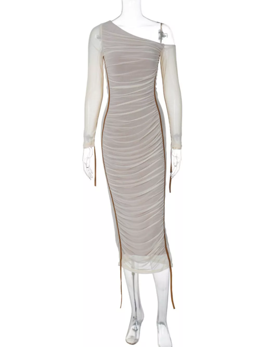 One-Shoulder Ruched Bodycon Midi Dress, image 15