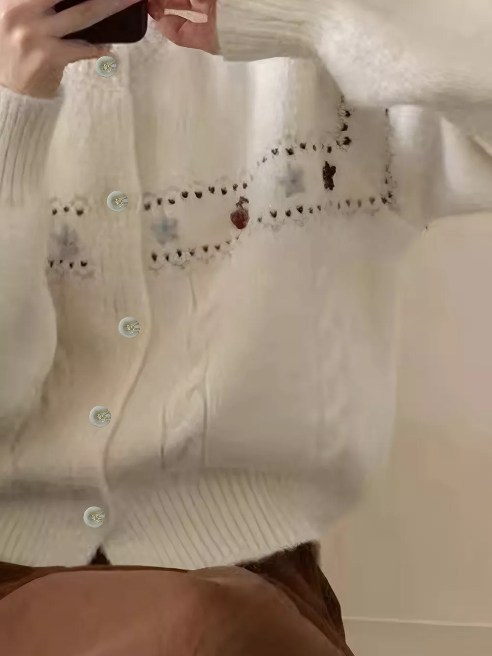 Cable Knit Button Up Cardigan, image 7
