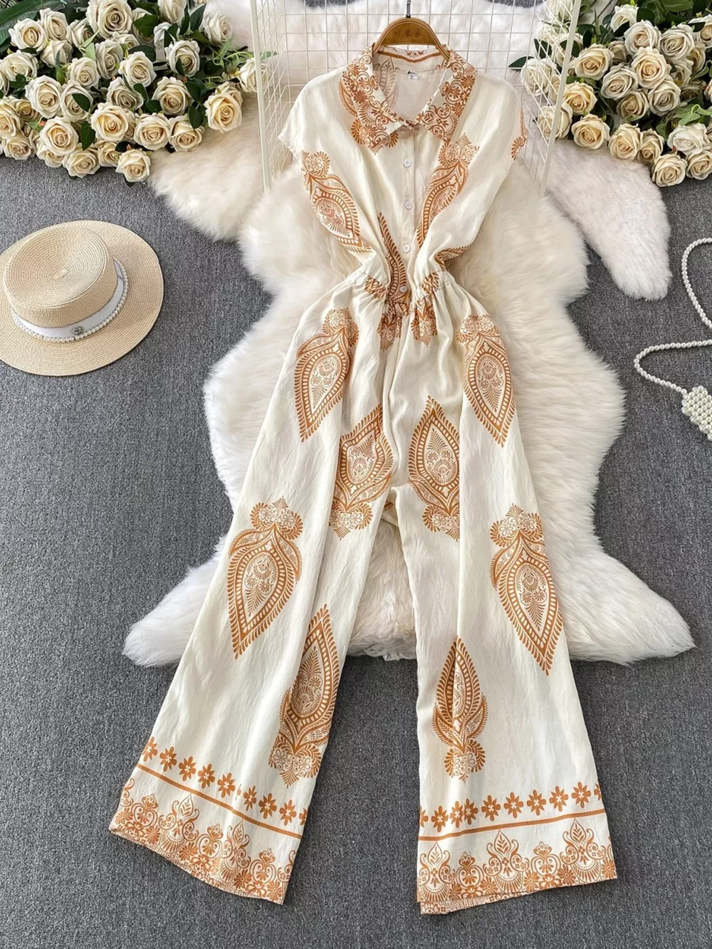 Button Front Wide Leg Jumpsuit, image 11