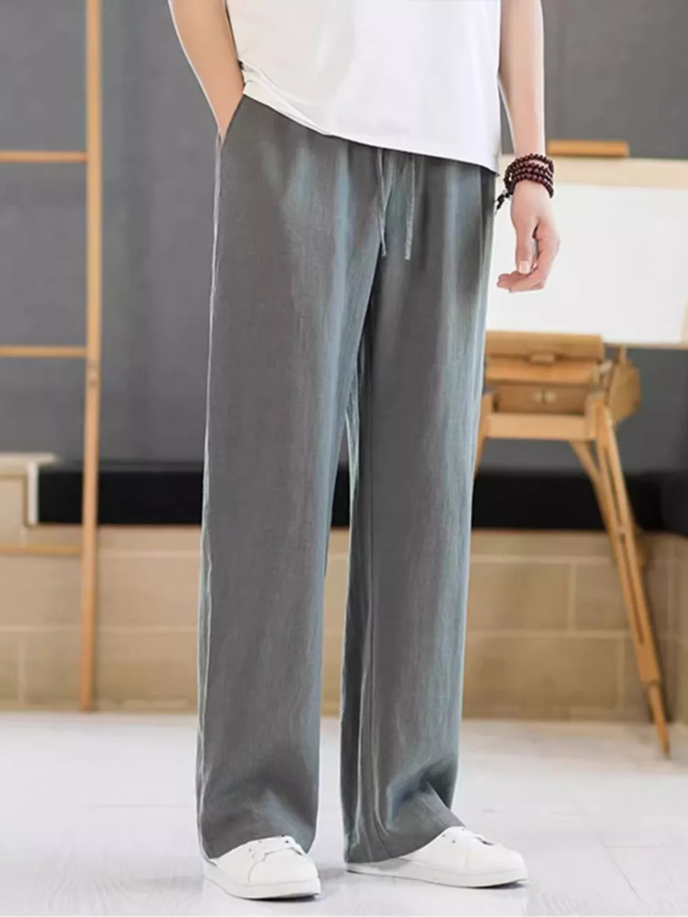 Men's Plus Size Casual Drawstring Pants, image 2
