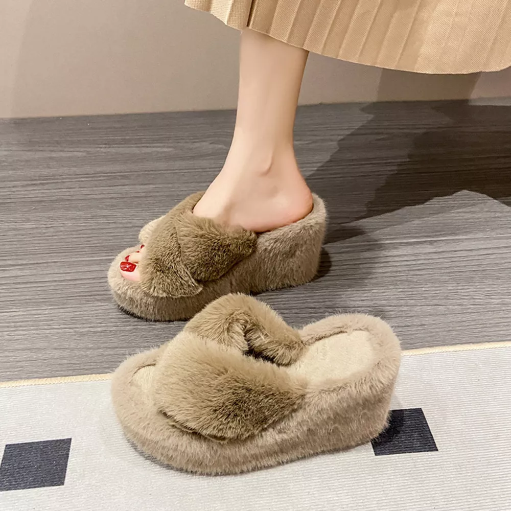 Fluffy Wedge Slippers, image 12