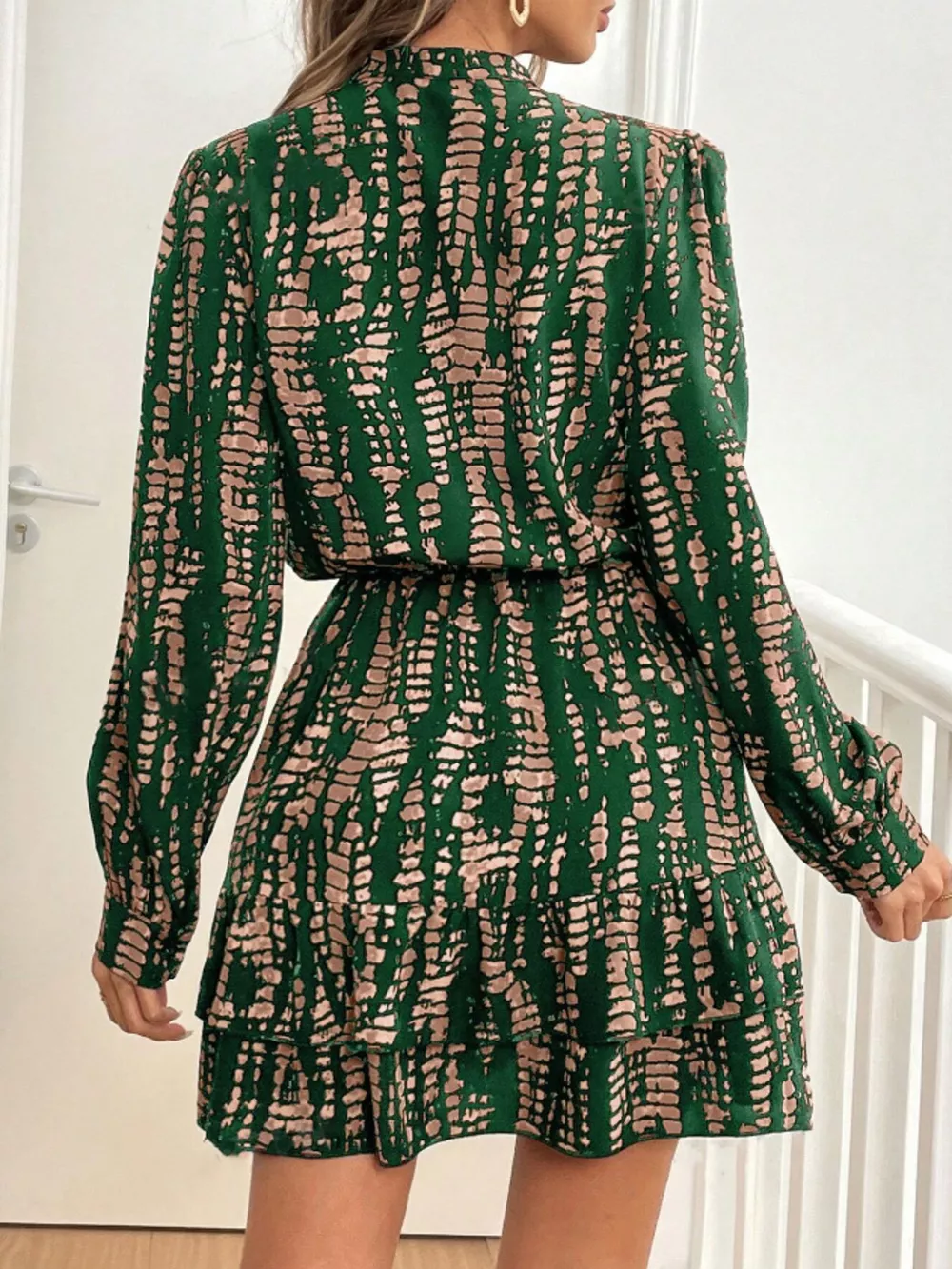 Printed Long Sleeve Mini Dress, image 2