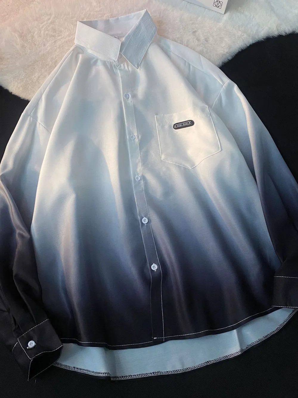 Men's Plus Size Gradient Long Sleeve Button-Up Shirt