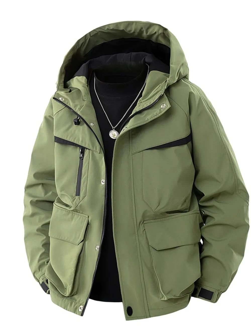 Men's Full Size Zip Up Long Sleeve Hooded Jacket Plus Size, image 9