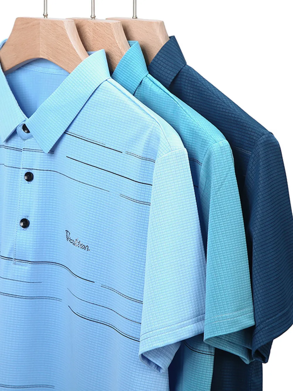 Men's Plus Size Classic Striped Quick-Dry Polo Shirt, image 3
