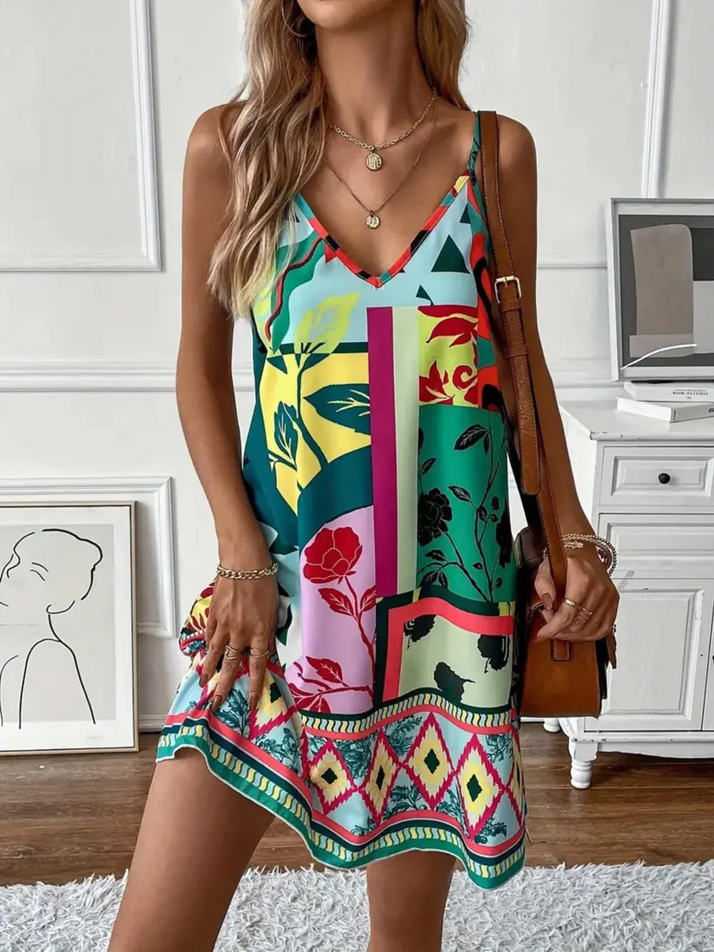 Abstract Print Cami Mini Dress, image 5