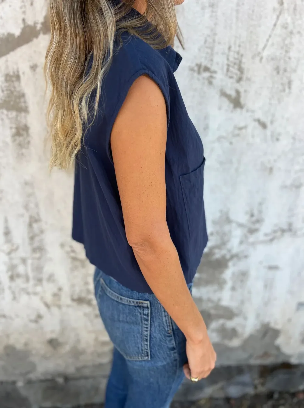 Full Size Button Down Cap Sleeve Linen Shirt Plus Size, image 9