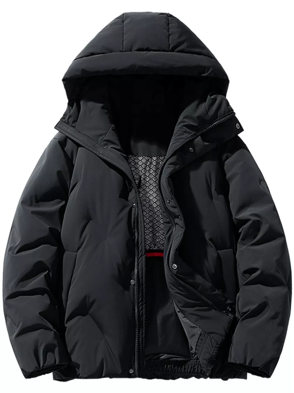 Men's Full Size Hooded Puffer Jacket with Side Pockets Plus Size, image 2