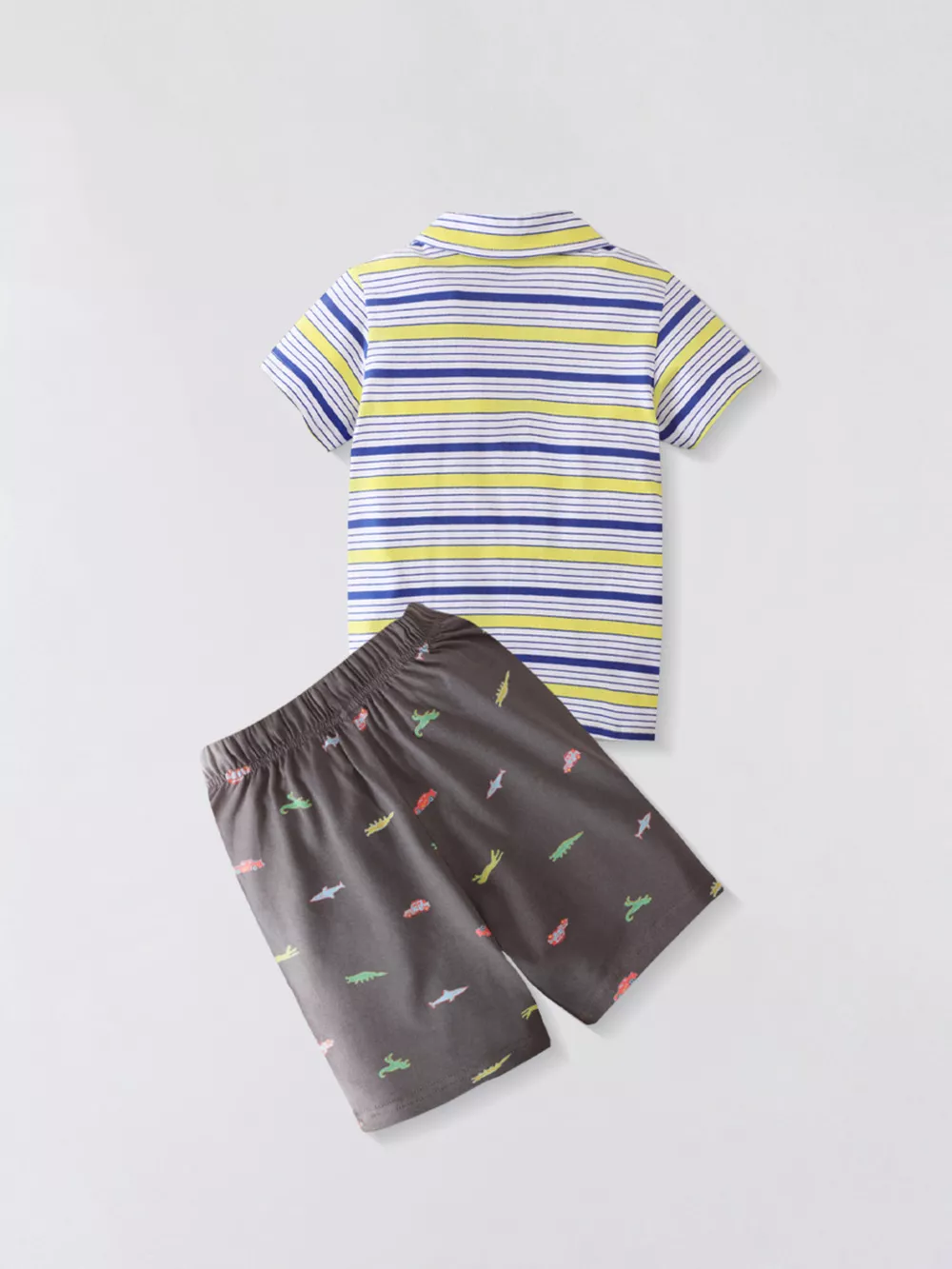Children's Striped Polo Shirt & Printed Shorts Set, image 3