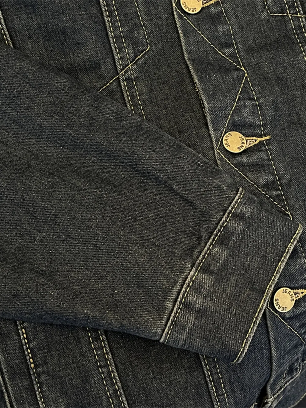 Men's Plus Size Corduroy Collar Button Up Denim Jacket, image 9