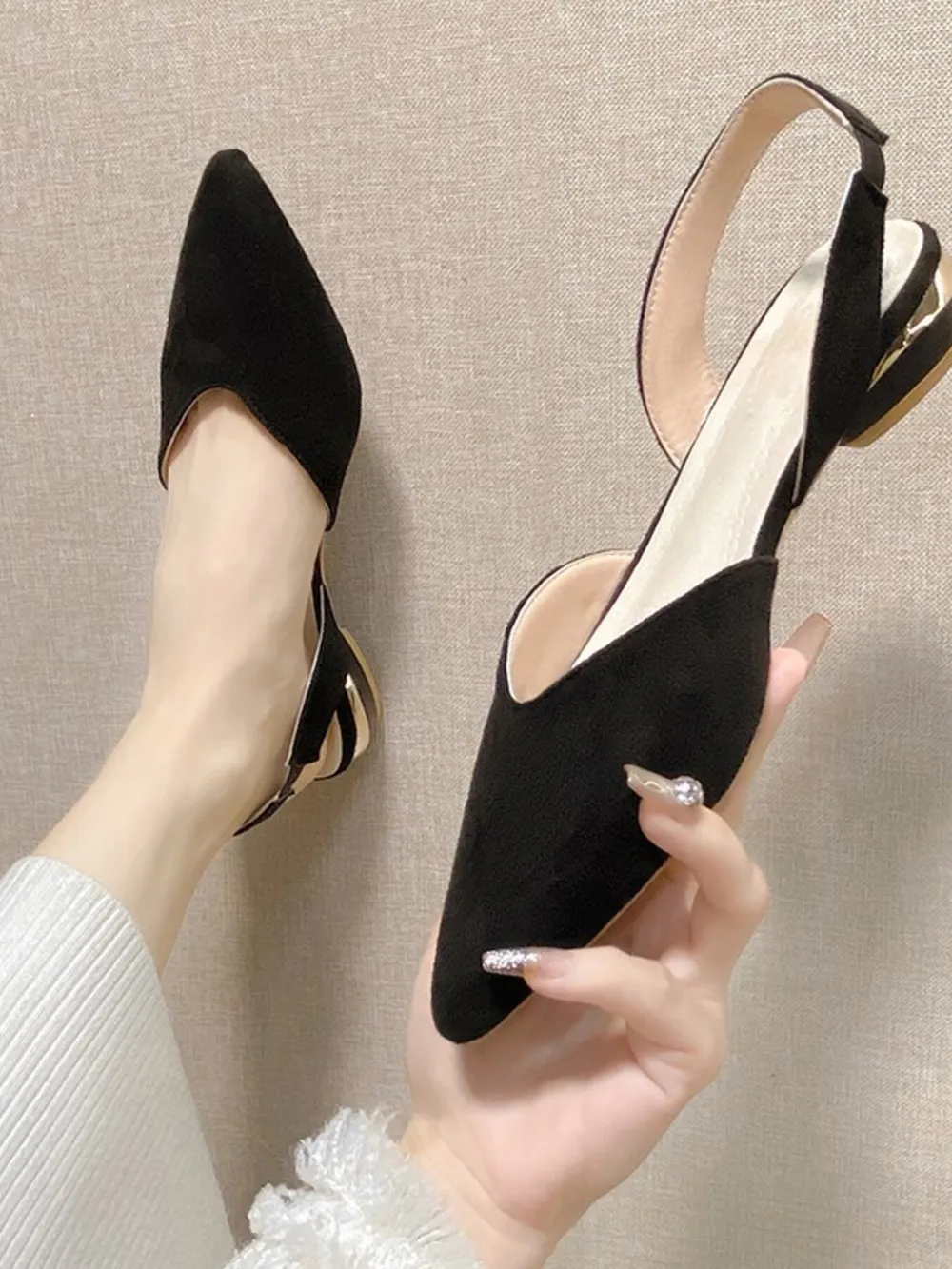 Pointed Toe Slingback Sandals, image 2