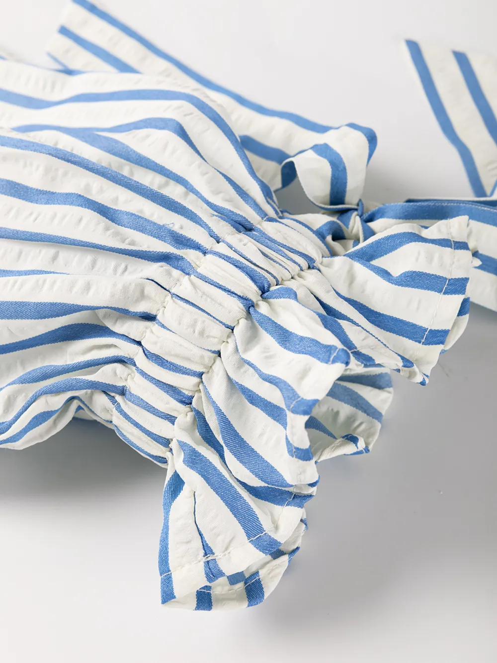 Stripe Knotted Sleeve Notched Shift Mini Dress, image 9