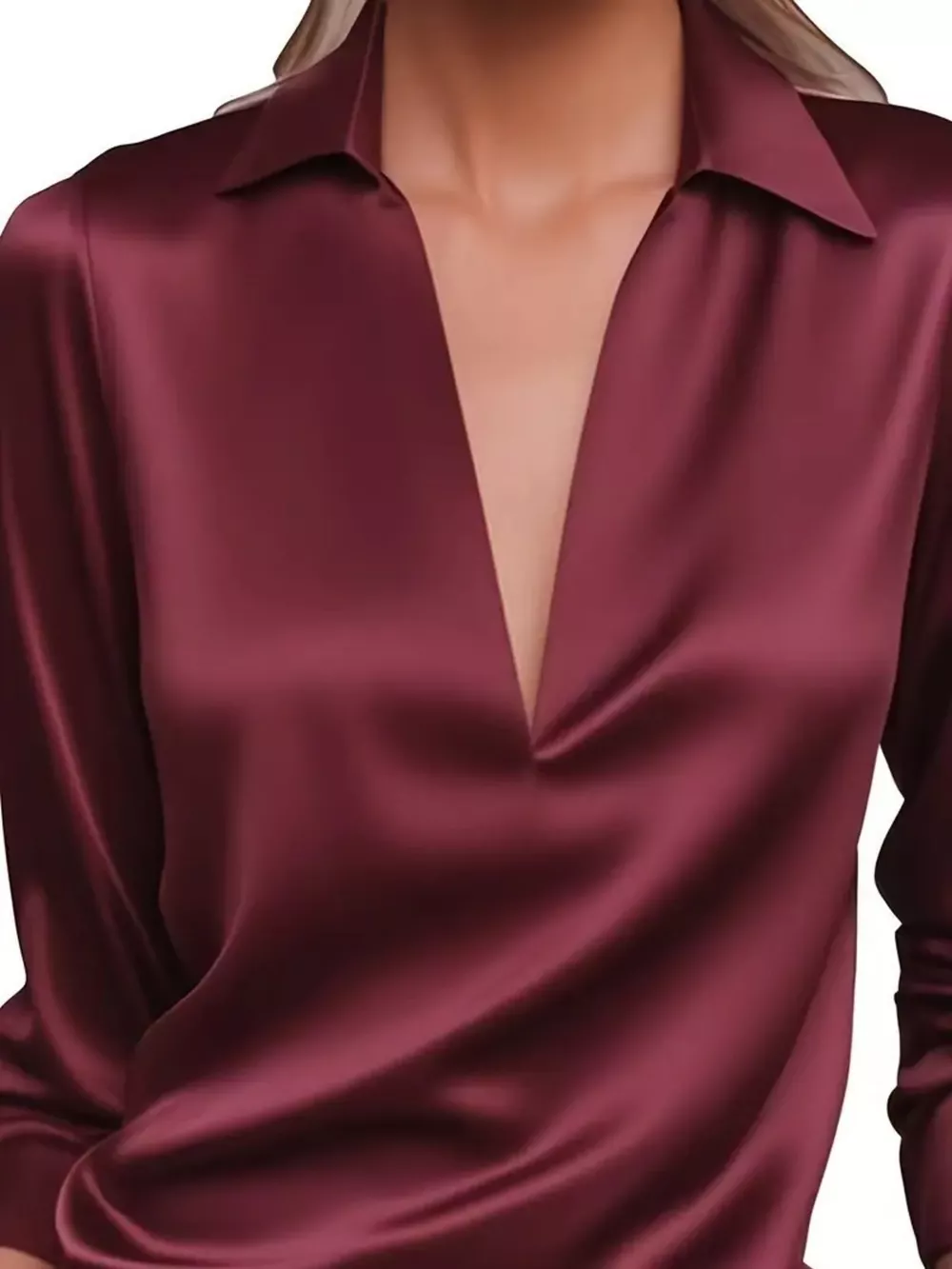 Elegant Deep V Long Sleeve Blouse, image 7
