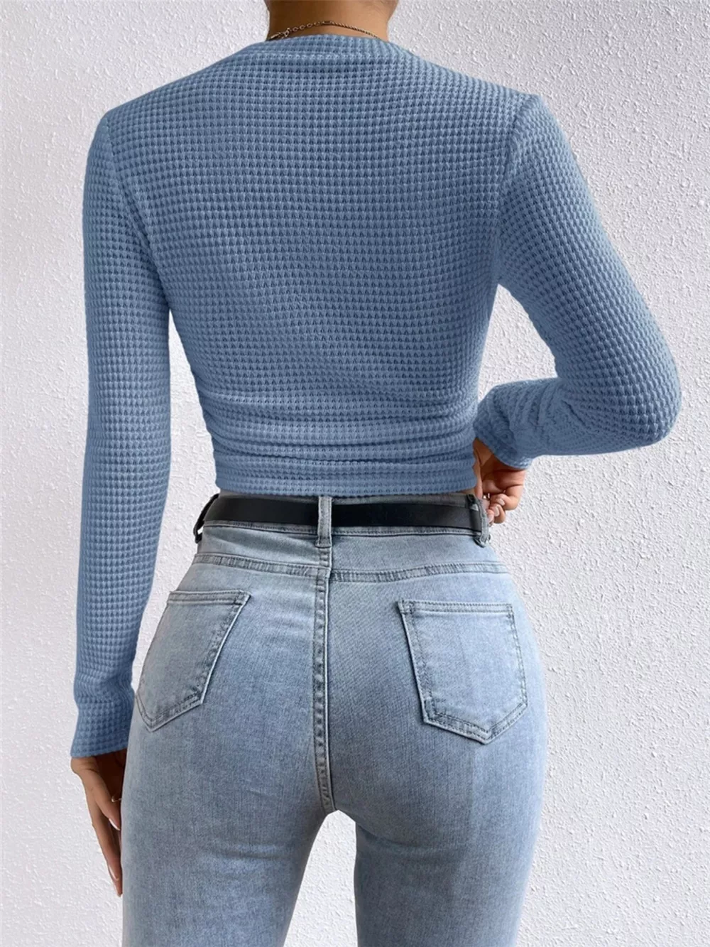 Waffle Knit Long Sleeve T-Shirt, image 9