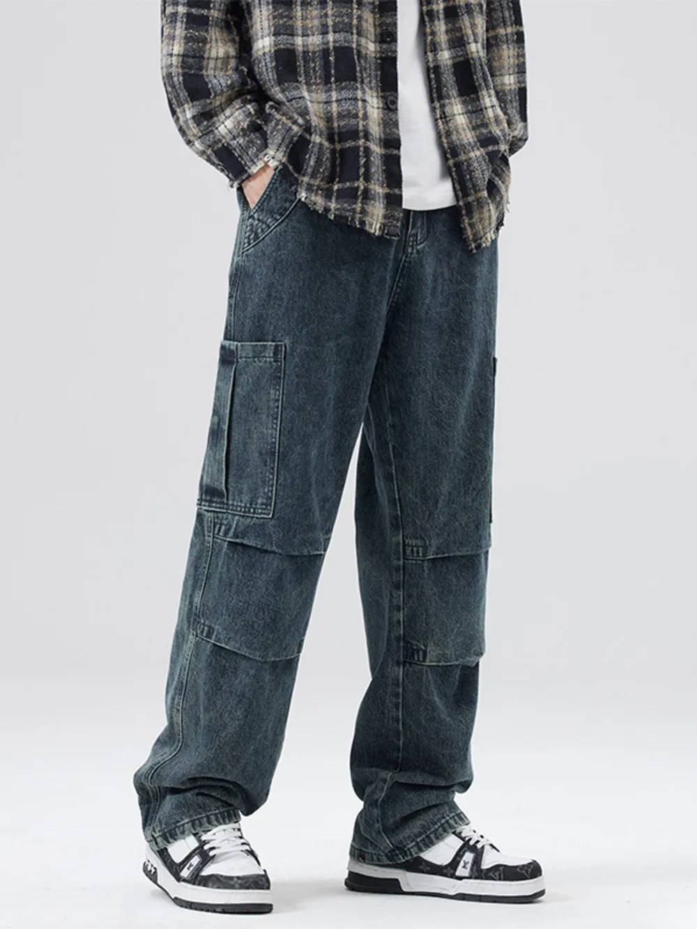 Men's Full Size Distressed Cargo Jeans Plus Size, image 5