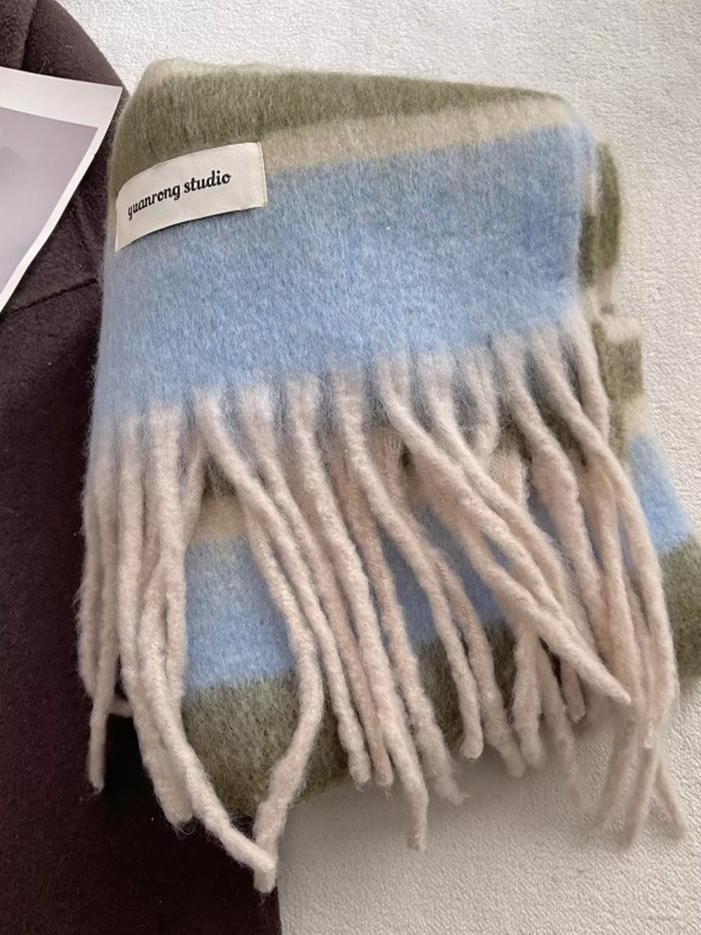 Soft Plaid Tassel Warm Scarf, image 7