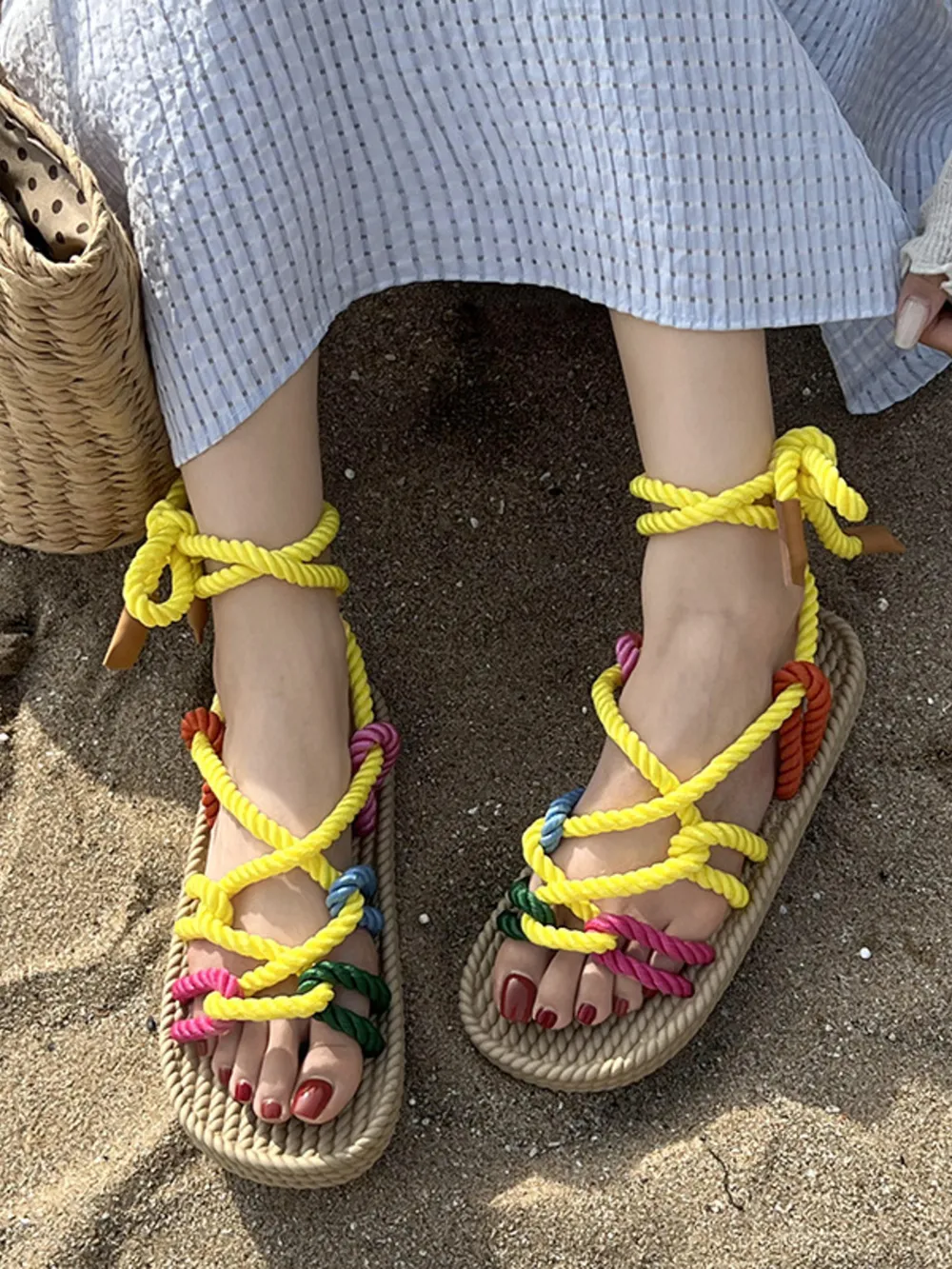 Colorful Rope Woven Sandals, image 8