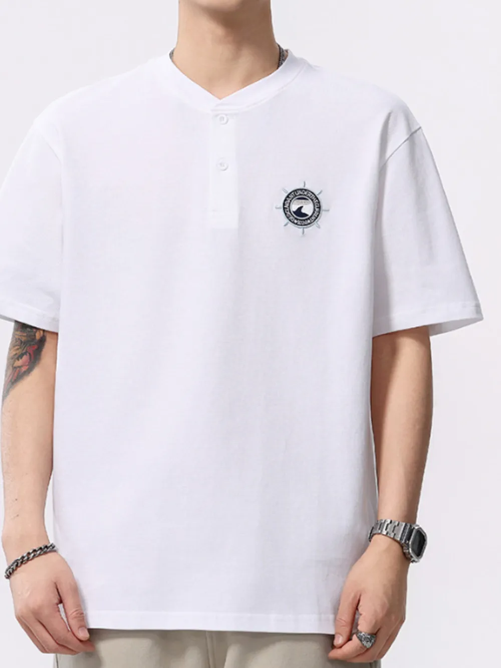 Men's Plus Size Button Detail Short Sleeve T-Shirt, image 4
