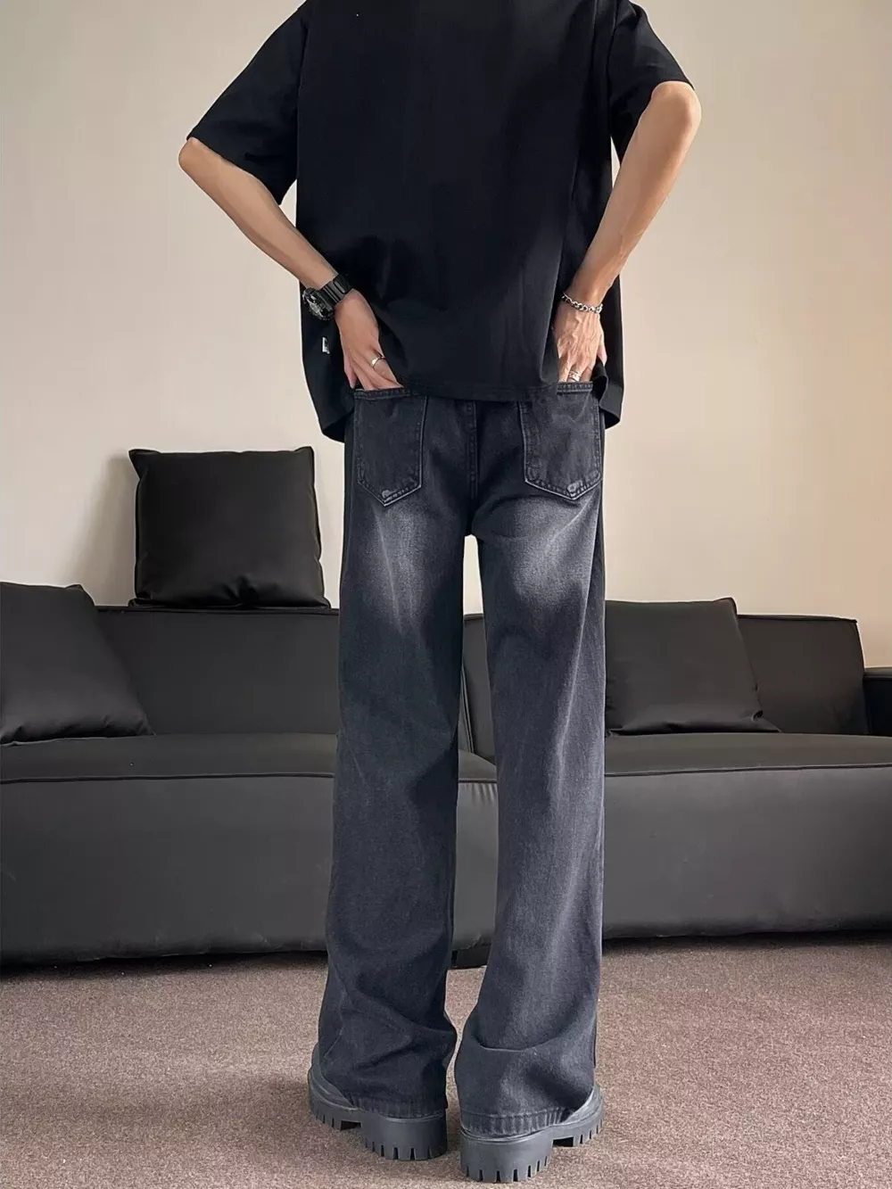 Men's Full Size Distressed Wide Leg Jeans Plus Size, image 9