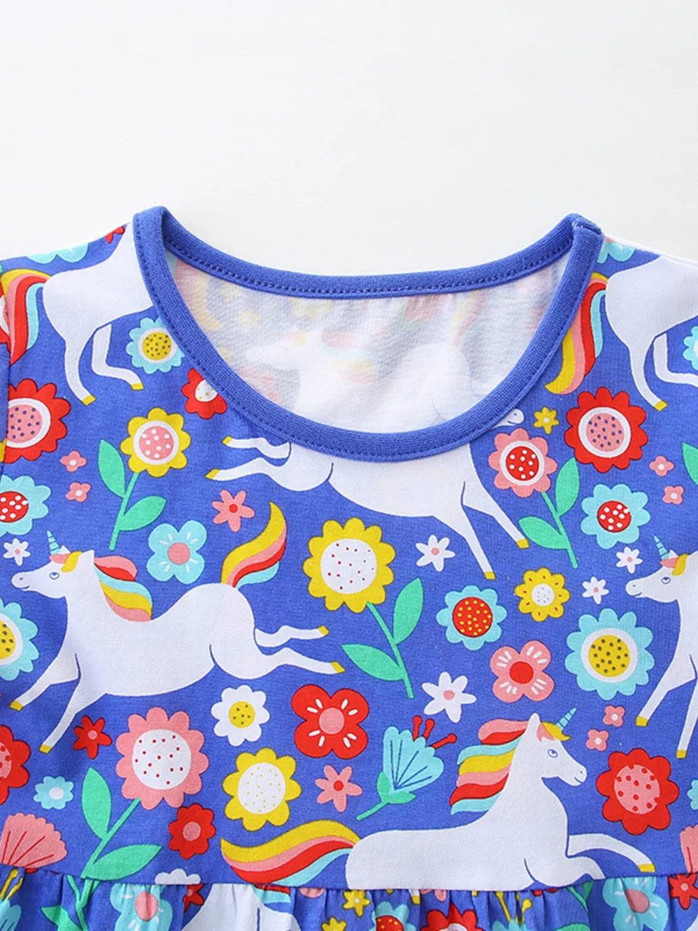 Children's Unicorn Floral Print Short Sleeve Dress, image 2