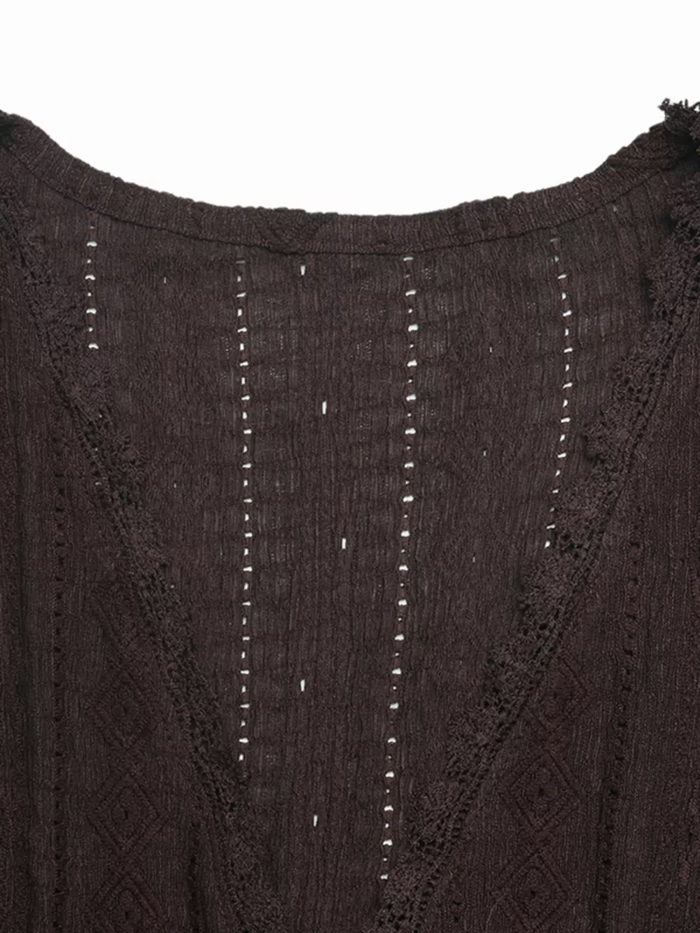 Lace Detail Ruffle Sleeve V-Neck Blouse, image 7