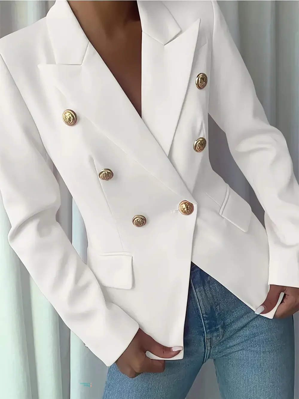 Decor Button Lapel Collar Blazer, image 13