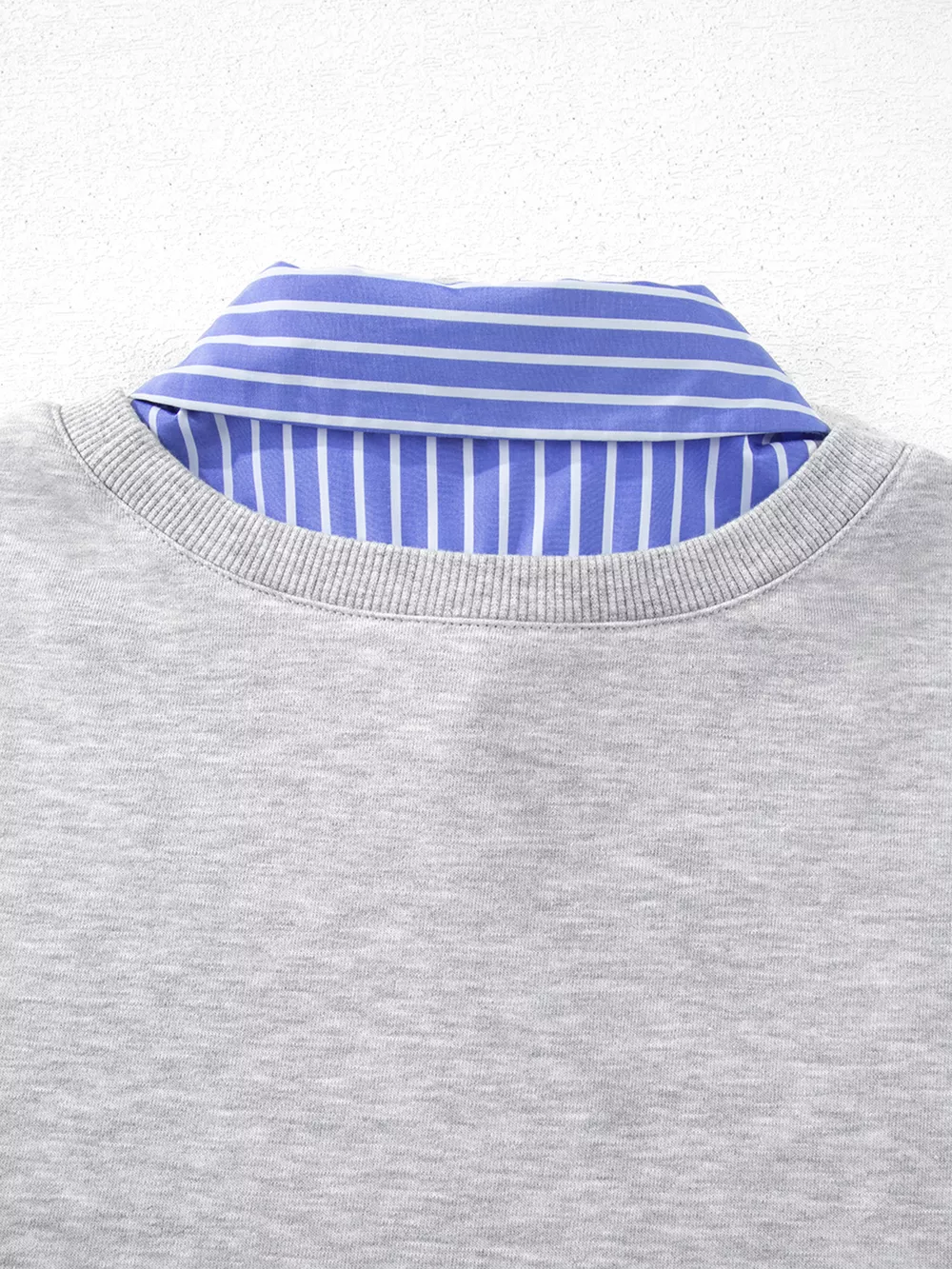 Striped Collar 2-in-1 Patchwork Casual Loose Sweatshirt, image 10